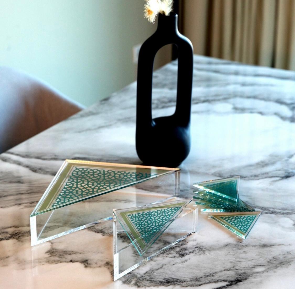 Ramadan pattern Triangle Box in blue and gold