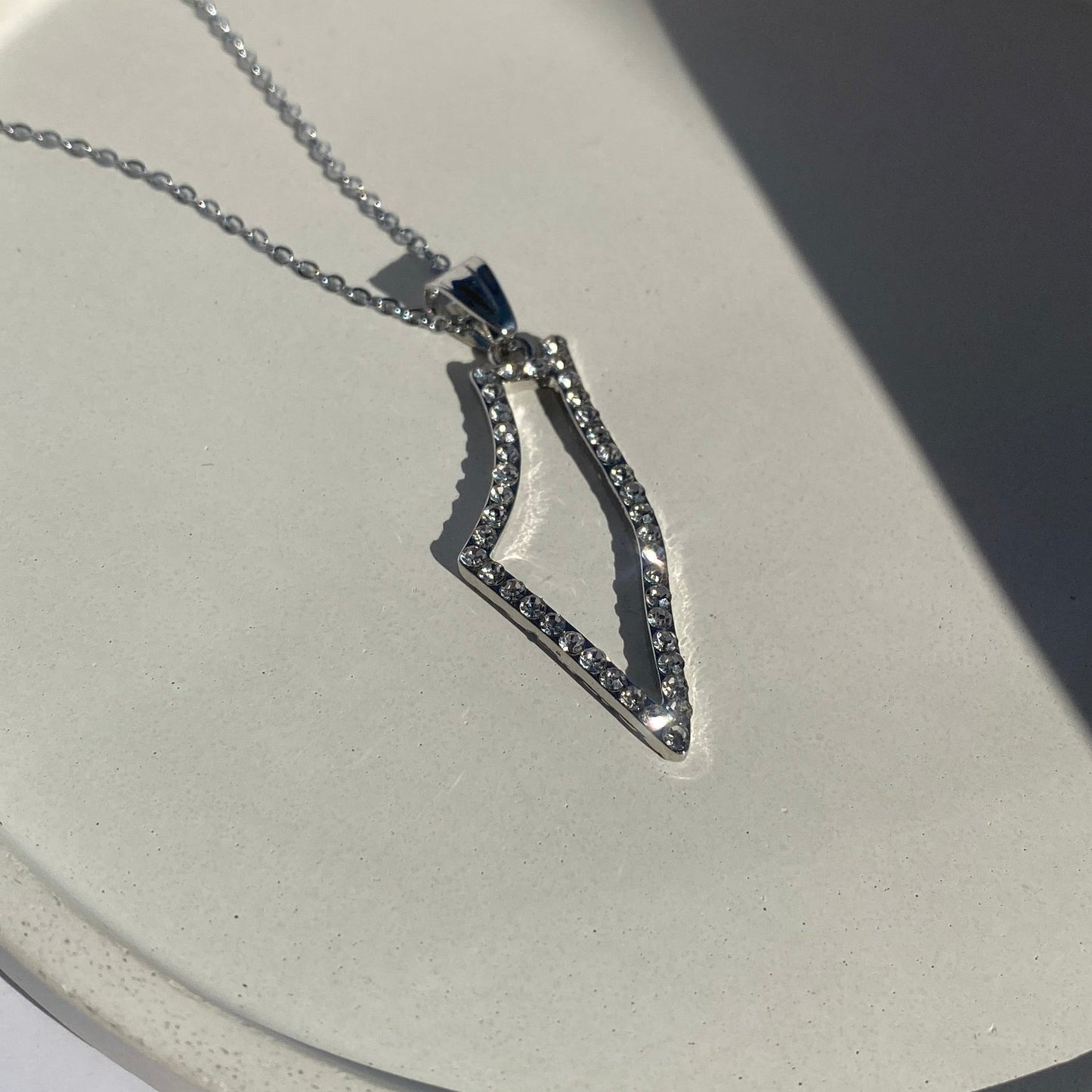 Palestine Map sparkling outline Necklace in silver