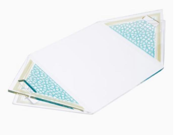 Ramadan pattern Triangle tray in blue & gold