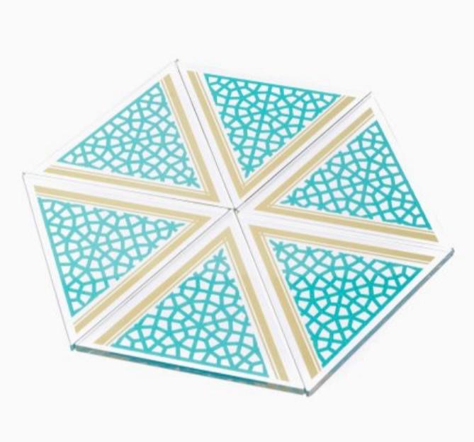 Ramadan pattern coasters blue & gold (6pc)