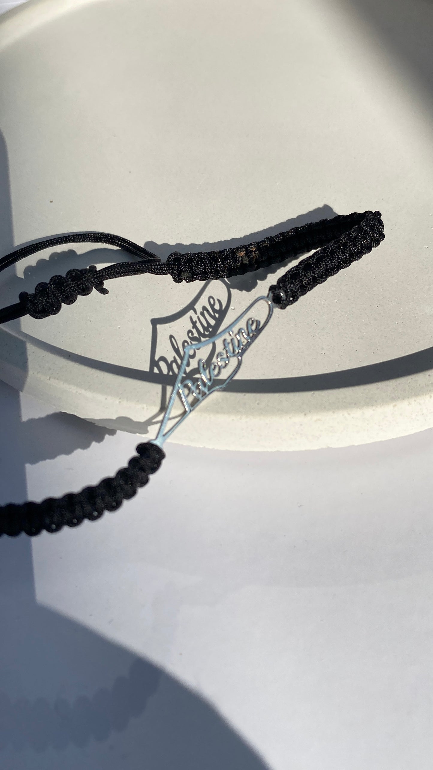Palestine map with English writing bracelet in silver