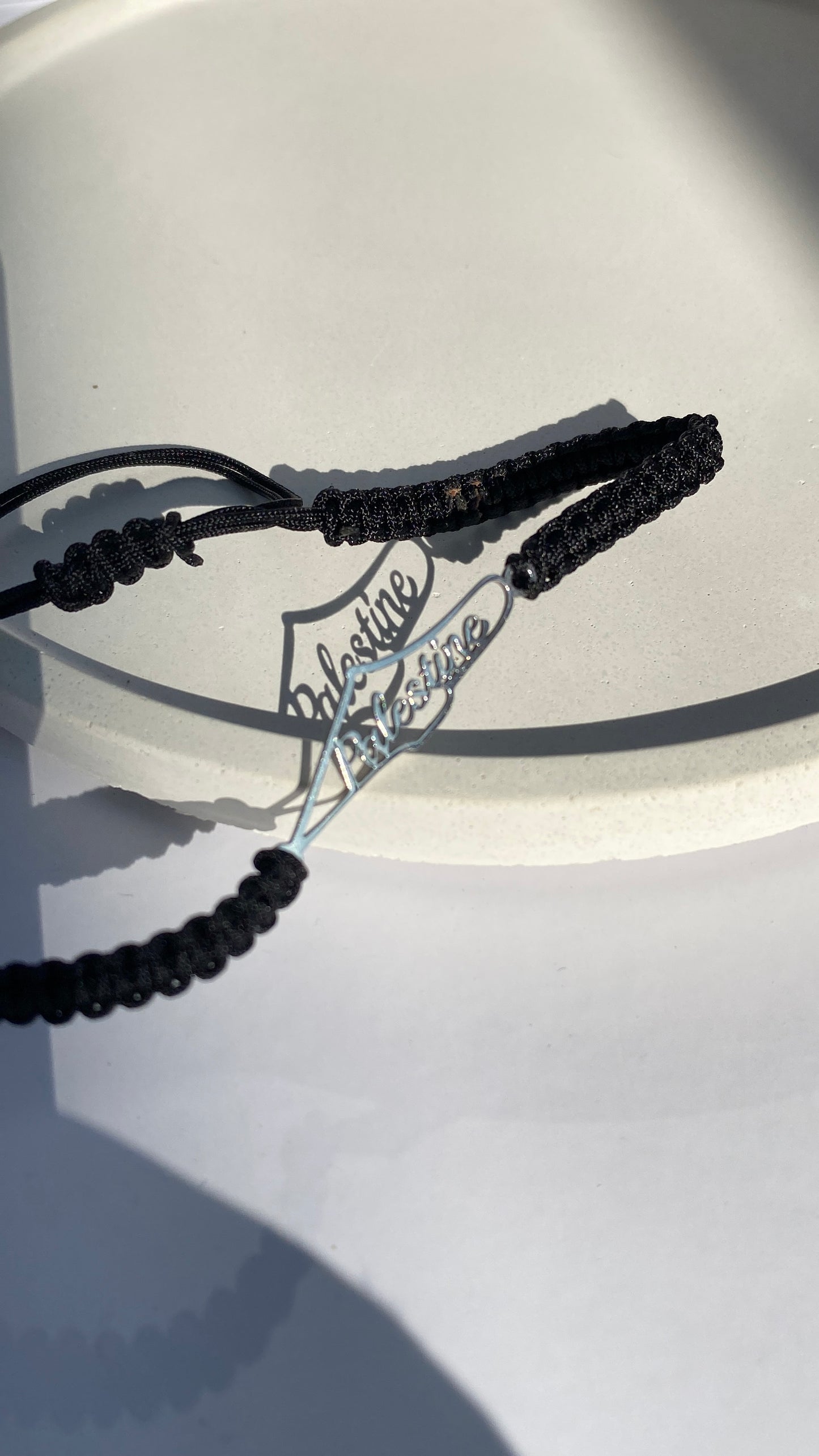 Palestine map with English writing bracelet in silver