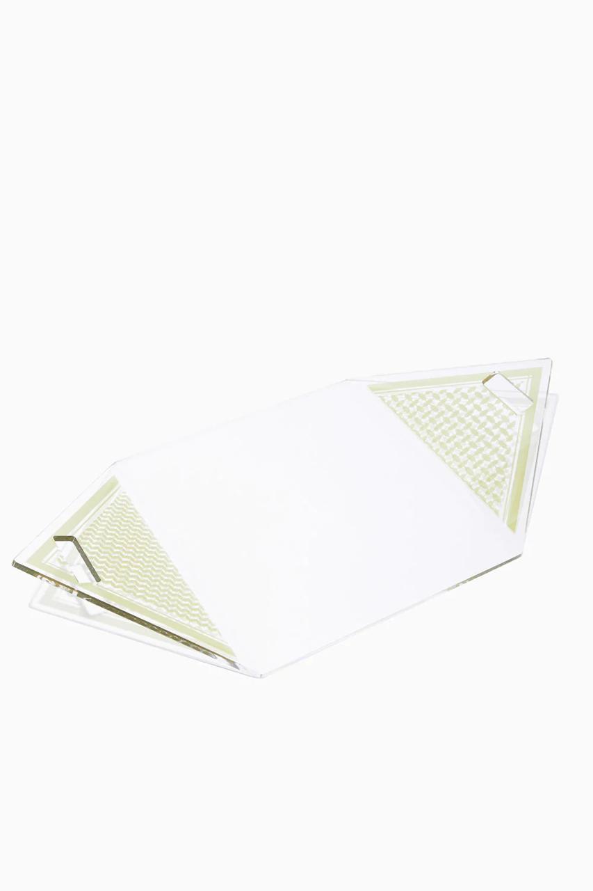 7atta print triangle acrylic tray in beige color